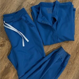 Women’s Figs scrub set-royal blue; top is size L and bottoms are size L petite